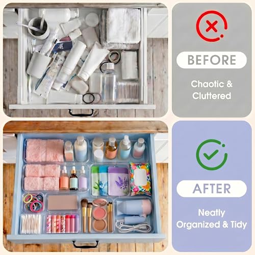 14 Pcs Expandable Clear Drawer Organizers, 3-Size - Image 6