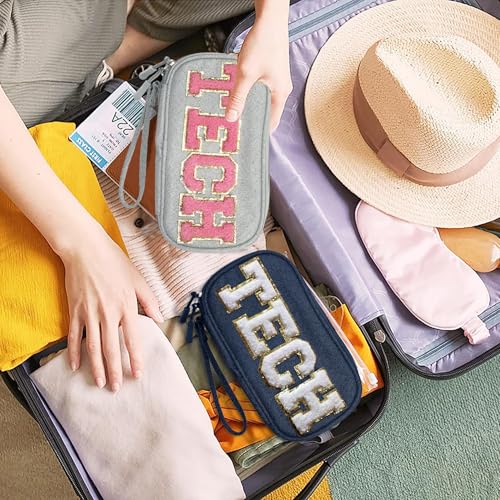 COSHAYSOO Small Electronics Organizer Bag with Chenille Letter - Image 7