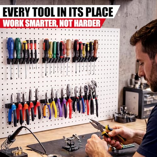 6 Pcs Pegboard Screwdriver Holder and Pliers Organizer Set, Black - Image 3