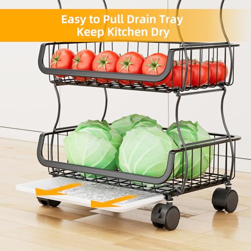 Simple Trending Stackable Cart, Fruit Vegetable Basket - Image 3