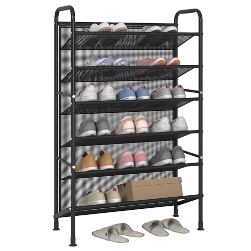 6 Tier Shoe rack for closet Mesh fabric narrow Metal shoe racks - Image 2
