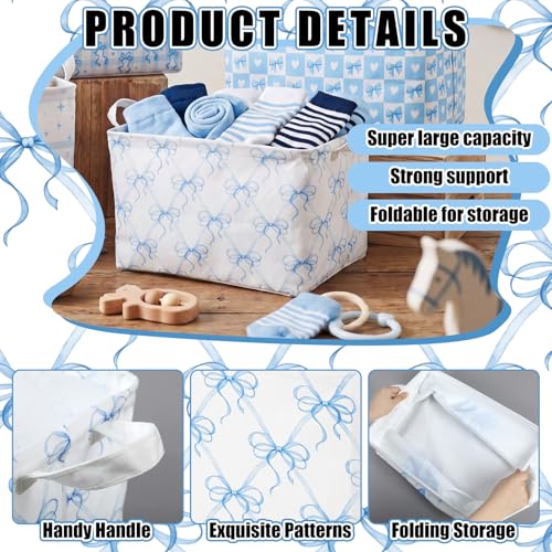 4pcs 4 Pcs Blue Bow Storage Basket for Gifts Collapsible - Image 5