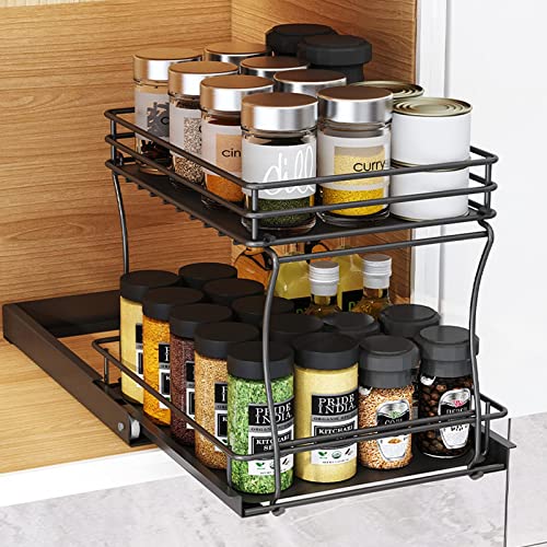 Pull Out Cabinet Drawer Organizer,Small 2 Tier Sliding Cabinet - Image 4