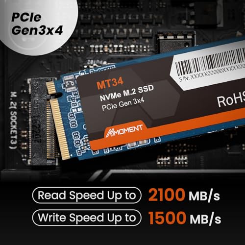 MMOMENT MT34 512GB PCIe 3.0 NVMe M.2 2280 SSD, 2000MB/s Read - Image 3