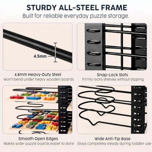 Open-Sided 16-Slot Puzzle Storage Rack for Various Size - Image 7