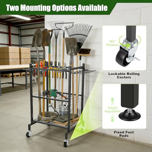 3 Tier Garden Tool Organizer with Wheels, Garden Tool Rack - Image 8