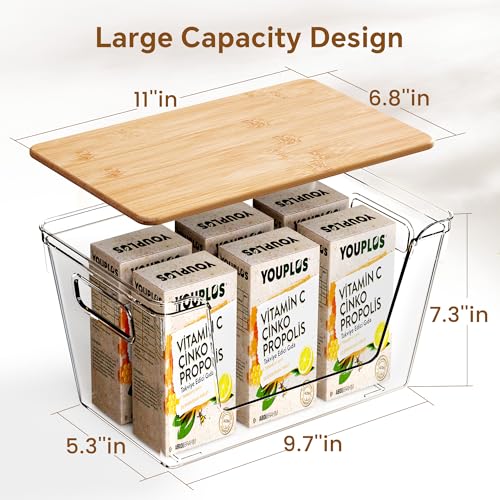 2 Set Pantry Organizers and Storage with Bamboo Lids - Image 4