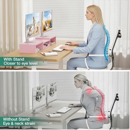 OPNICE Dual Computer Monitor Stand Riser, Desk Organ | All Products - Image 3