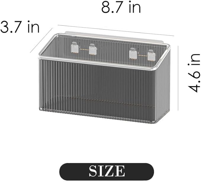Adhesive Floating Wall Shelves – No Tools Needed for Installation | Perfect for Organizing Makeup, Toiletries & Home Accessories (GreyBody_SilverEdge_Large)