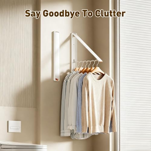 Clothes Drying Rack, Laundry Room Wall Mounted Retractable - Image 3