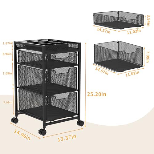 Rolling Utility Cart with 3 Drawers, Craft Organizer and Storage - Image 8