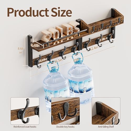 29 inch Coat Rack Wall Mount with Shelf, Entryway Wall - Image 3