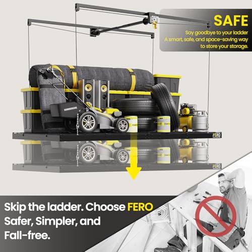 FERO Overhead Garage Storage Rack 4x8, 500 lb Heavy-Duty Capacity - Image 8