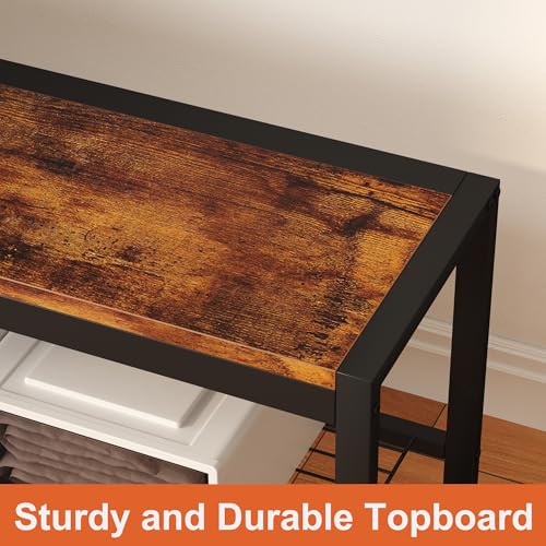 HOMEFORT Shoe Bench, Modern Industrial Shoe Storage Bench - Image 7