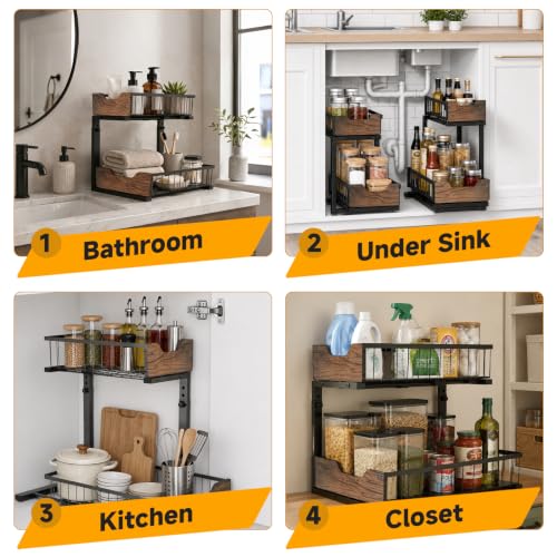 Pull Out Cabinet Shelf 2 Tier Metal Under Sink Organier - Image 6