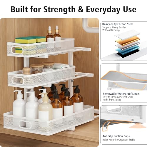Under Sink Organizer, 3 Tier Pull Out Cabinet Organizer - Image 6