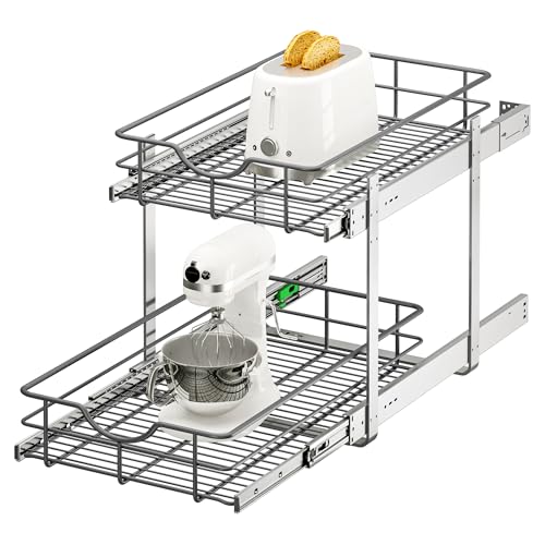 2 Tier Pull Out Cabinet Organizer - 14" W x 22" D Soft - Image 2