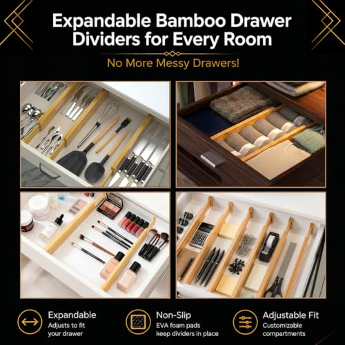 Adjustable Bamboo Drawer Dividers Expandable 8 Pack 17-22 - Image 6