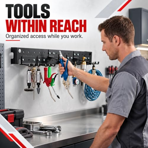 Black Air Tool Holder Wall Mount Pneumatic Rack Organizer - Image 4
