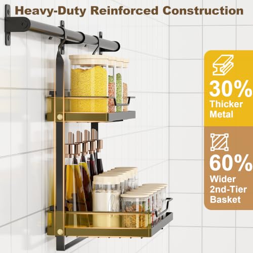 NADAMOO Spice Rack Wall Mount, 2-Tier Kitchen Storage - Image 6