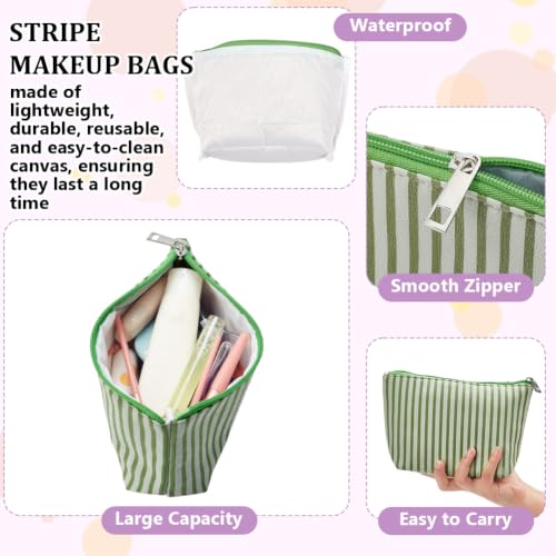 NBEADS 15 Pcs Striped Makeup Bags, Bulk Canvas Cosmetic Bag Beach - Image 5