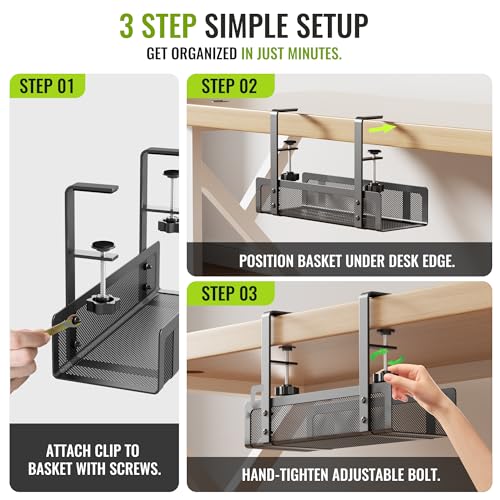 [Upgraded] 2 Pack Cable Management Under Desk Tray, Xpatee - Image 5