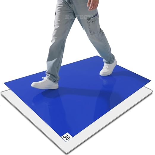 SATECH Sticky/Tacky/Adhesive Mat 24" x 36" Blue with Non-Slip Base (Case of 3 Mats,30 Sheets Each,with Frame) for Cleanroom Laboratory Hospital Construction Home