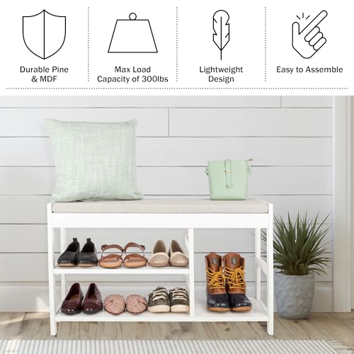 Lavish Home Shoe Bench - 3-Tier Wooden Shoe Rack | Home Organization - Image 7
