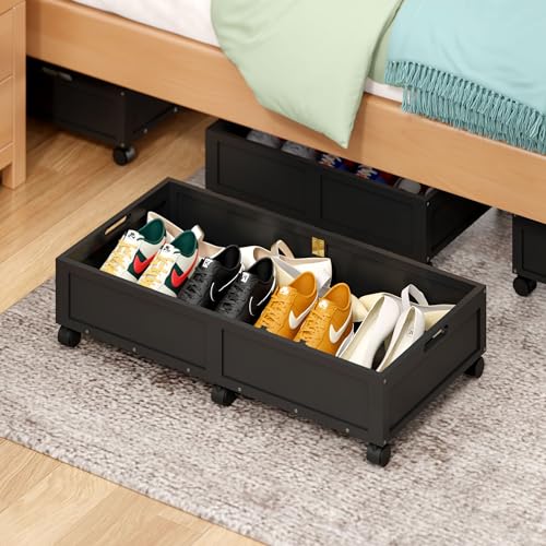 Under Bed Storage with Wheels, 2 Pack Bamboo Containers - Image 3