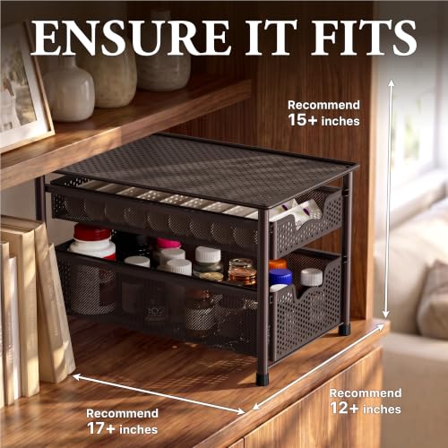 Simple Houseware Stackable 2 Tier Sliding Basket Organizer - Image 4