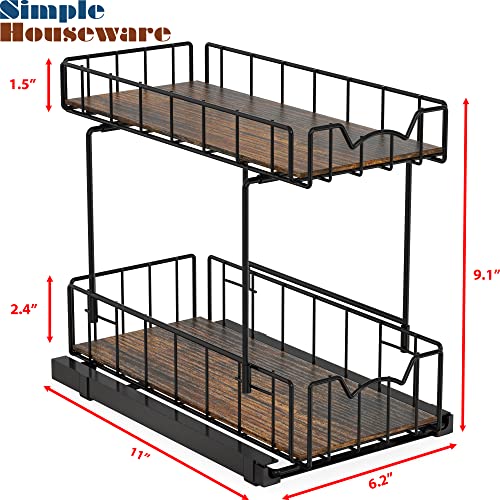 Simple Houseware 2-Tier Spice Rack Slide Out Wire Basket Drawer - Image 6
