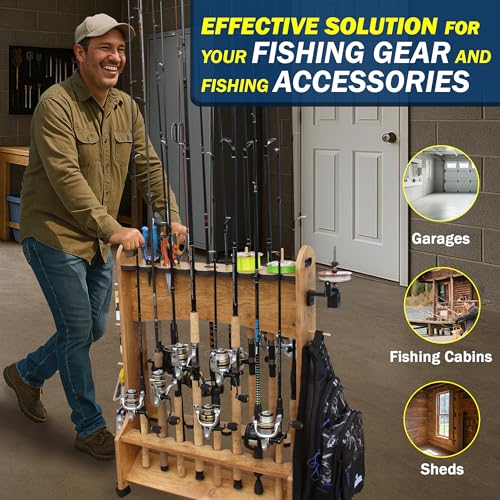 Rush Creek Creations Rolling Rod Holder for 16 | Garage Storage - Image 6