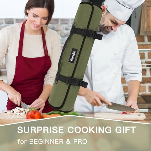 Chef Knife Roll Bag,Waterproof Waxed Canvas Knife Case Holds - Image 7