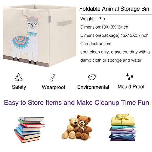 13 Inch Animal Cube Storage Bins, Foldable Fabric Kids Toy - Image 5