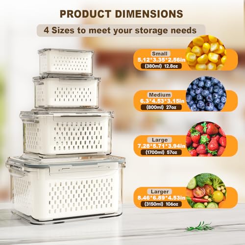 Dayacoco Fruit Storage Containers for Fridge 4 Pcs w | All Products - Image 3