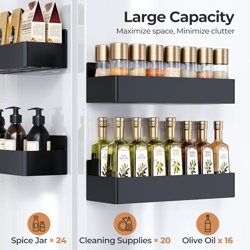 Magnetic Spice Rack for Refrigerator Black, 4 Pack - Image 7