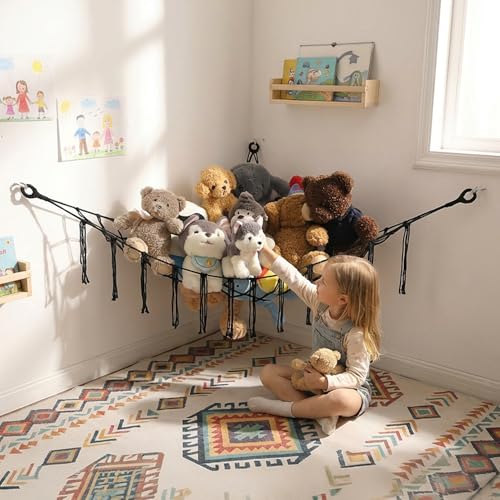 YKBU Stuffed Animals Hammock Corner Hanging Net with Tassel - Image 2