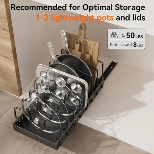 Pull Out Cabinet Organizer for Pots and Pans, 1 Pack Black - Image 4