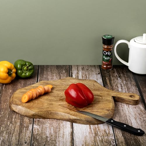 GoCraft Wooden Cutting Board with Handle | Mango Wood Leaf Shape - Image 3
