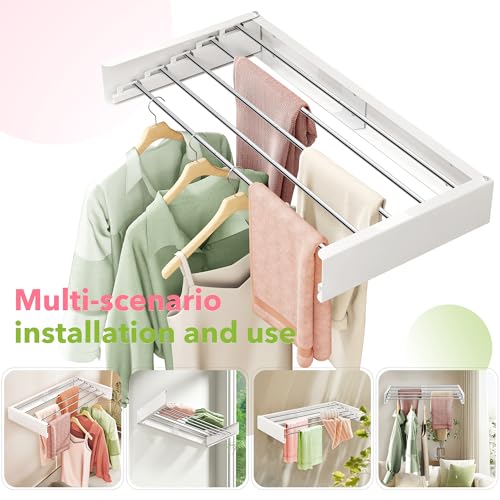 ZdwCyl Wall Mounted Drying Rack 32", Laundry Clothes - Image 7
