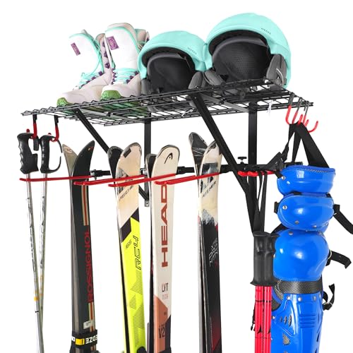 Mythinglogic Ski Equipment Storage Rack with Shelf | Home Organization - Image 2