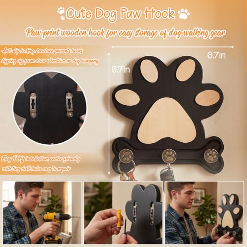 2 Pack Dog Leash Holder for Wall, Pine Wood Dog Leash | Pet Essentials - Image 3