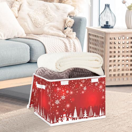 Storage Bins with Lids and Handles, Christmas Tree Snowman - Image 3
