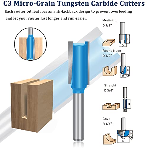 TAIWAIN 1/4 Shank Router Bit Set 41 PCS, Round Over | All Products - Image 4