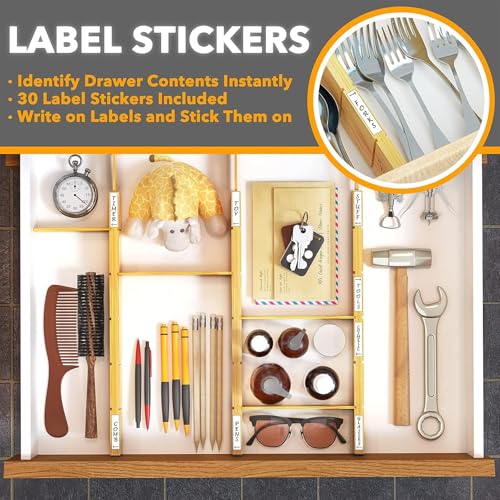 SpaceAid Bamboo Drawer Dividers with Inserts and Labels, Kitchen - Image 6
