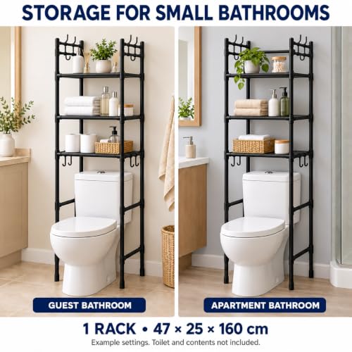 1 Piece Bathroom Shelves Over Toilet, 3 Tier Toilet Storage Rack - Image 8