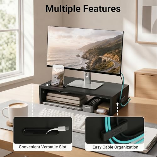 1home Monitor Stand Riser, 16.7 Inch Wood Monitor Riser - Image 4