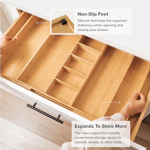 KitchenEdge Utensil & Junk Drawer Organizer, 19-33 in, Bamboo - Image 6