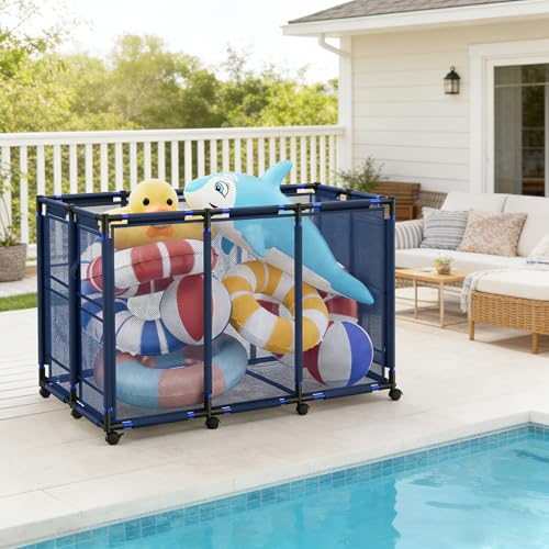 Extra Large Pool Storage Bin, Metal Rolling Float Swimming - Image 5