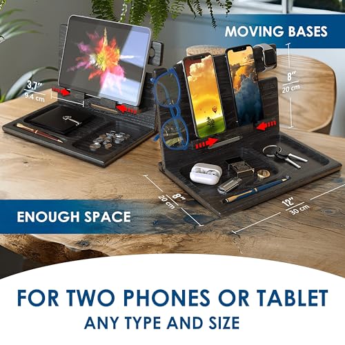 BarvA Two Phone Docking Station | Night Stand Desk Organizer | - Image 4
